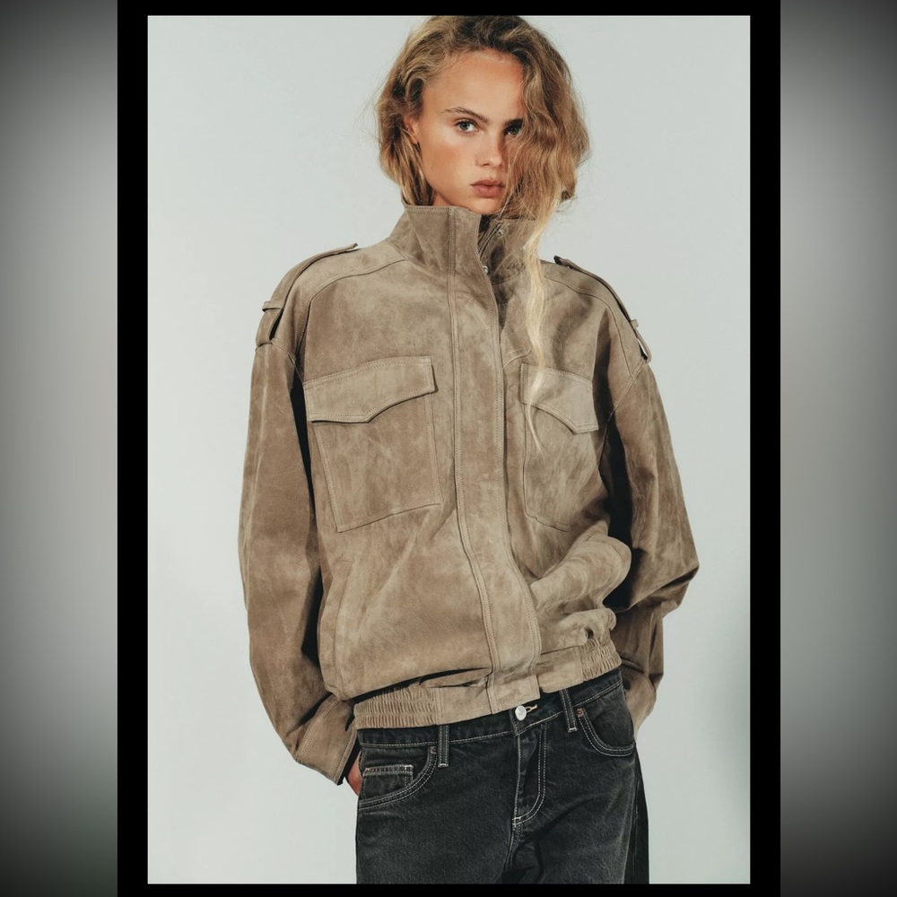 Zara suede leather jacket